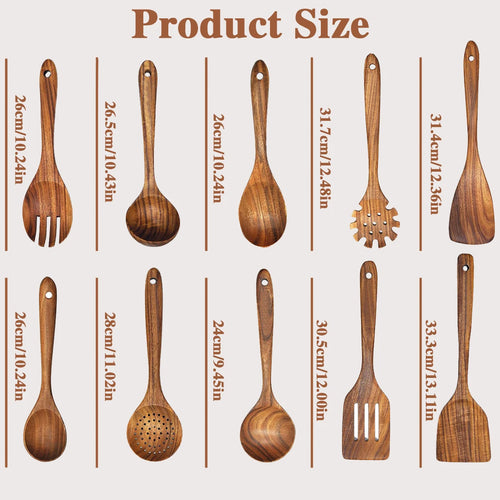 10pcs Wooden Spoons Kitchen Wooden Utensils For Cooking Wooden Kitchen Utensils Set
