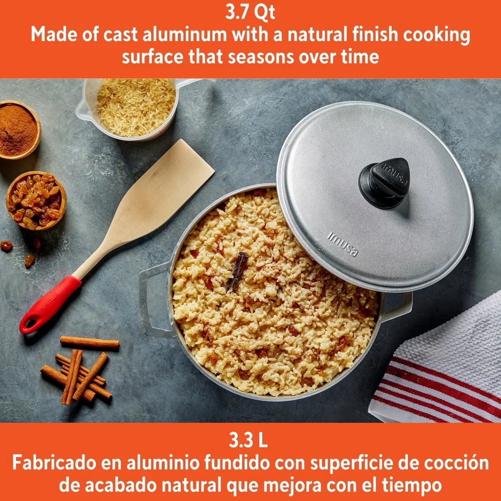 3.7qt Cast Aluminum Caldero Durable Nonstick Cooking Pot with Lid Ideal Rice Stews Soups Beans Versatile Kitchen Essential Oven