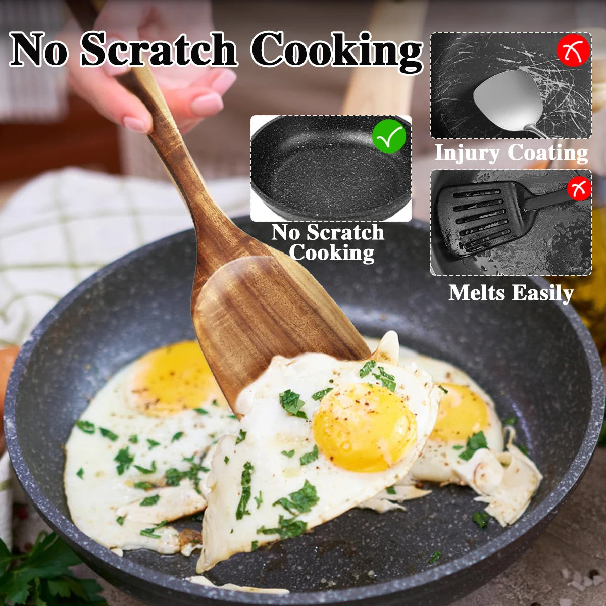 10pcs Wooden Spoons Kitchen Wooden Utensils For Cooking Wooden Kitchen Utensils Set